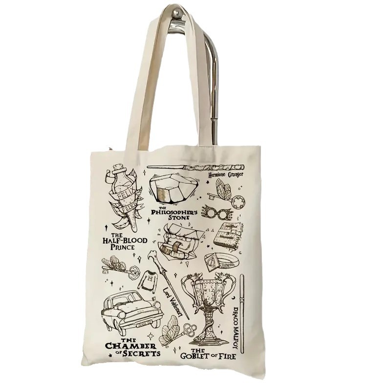 Bolsa de mano de lienzo impresa de gran capacidad, bolso de hombro, bolso perfecto para compras