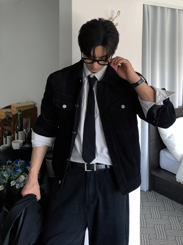 碧舍2025新款灯芯绒夹克男老钱风长袖宽松休闲外套美式潮痞帅上衣|undefined