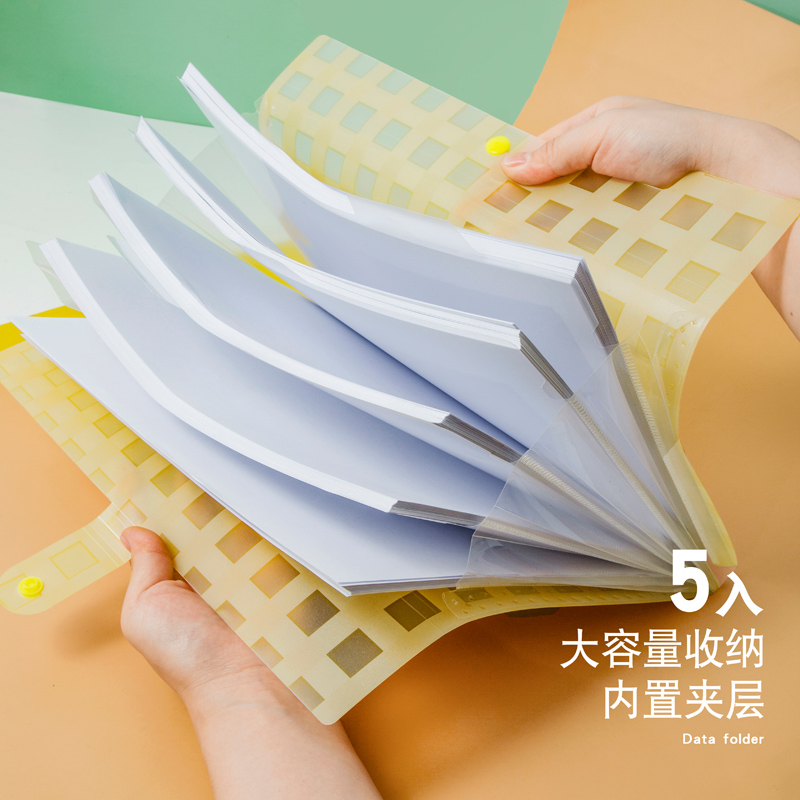 3학년 2학년 A4 폴더 투명 보관 파일 다층 대용량 스냅 버튼 학생 파일 가방 아코디언 가방 K