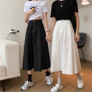 小個子150白色工裝半身裙女145顯高穿搭配155高腰A字中長款傘裙