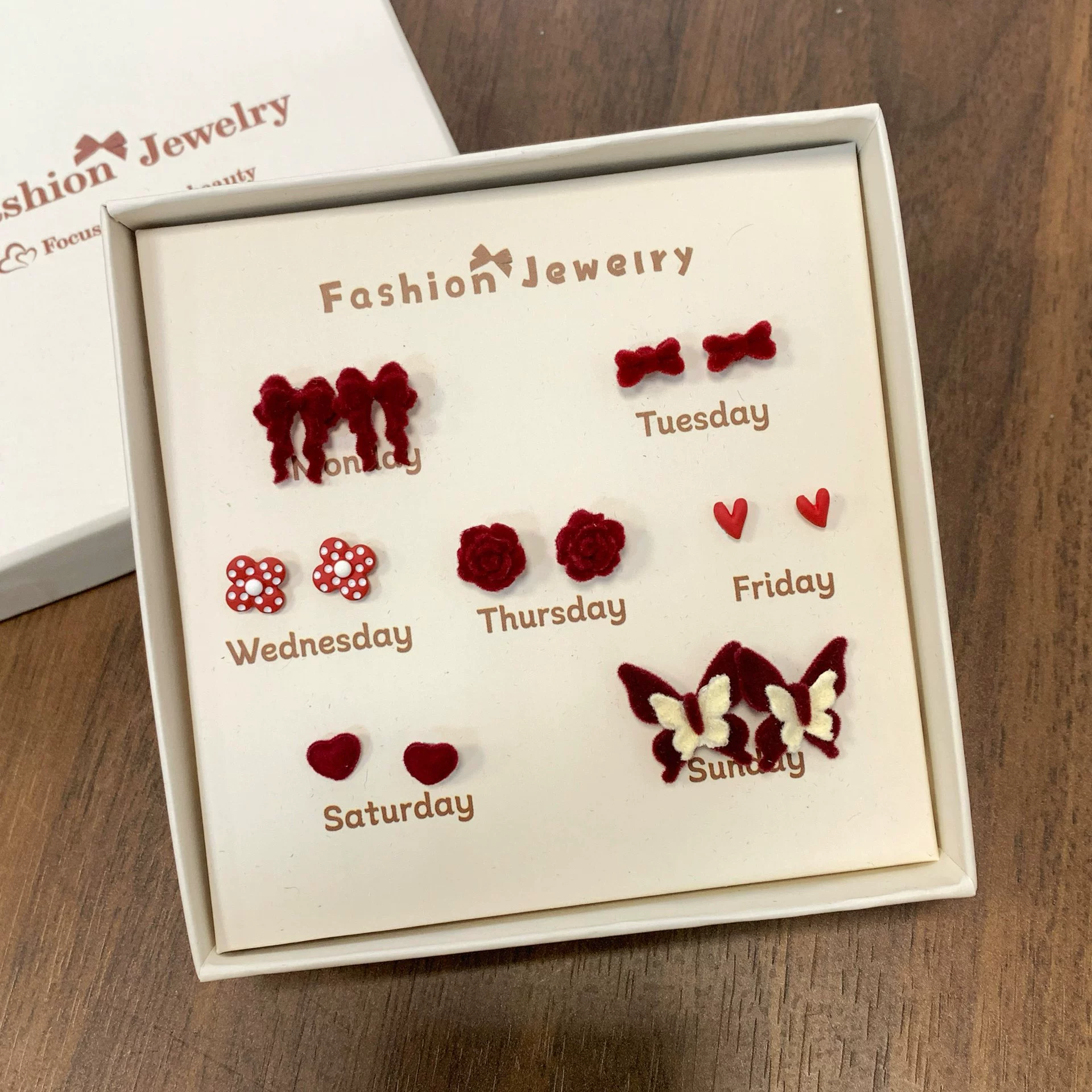Earrings gift box, custom summer set, cartoon silver‑needle studs for elementary students