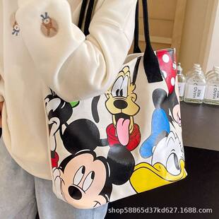 (Cross-border trading), capacious shopping bag, cartoon linen bag, one-shoulder bag