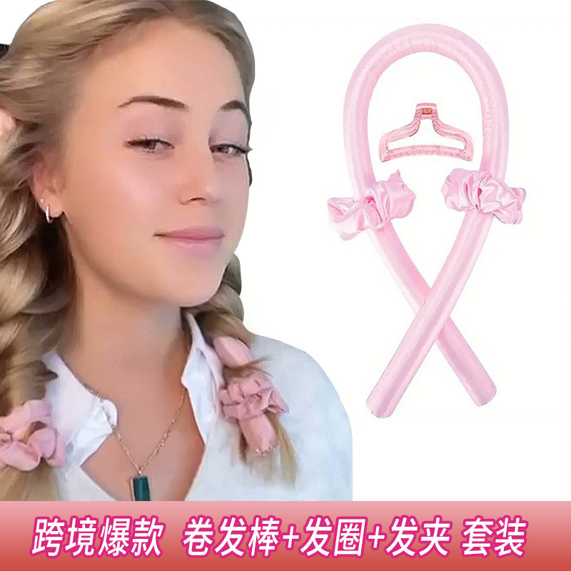 No daña el cabello amazon perezoso espuma de sueño esponja rizador de cabello de ondas grandes conjunto de anillo de cabello sin barra de rizos calientes