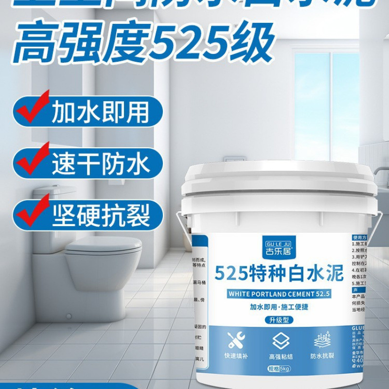卫生间速干防水白水泥瓷砖缝隙填缝剂厕所水泥地面地漏修补堵漏王