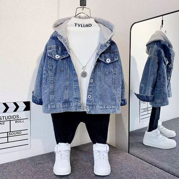 Denim demi-season autumn jacket for boys