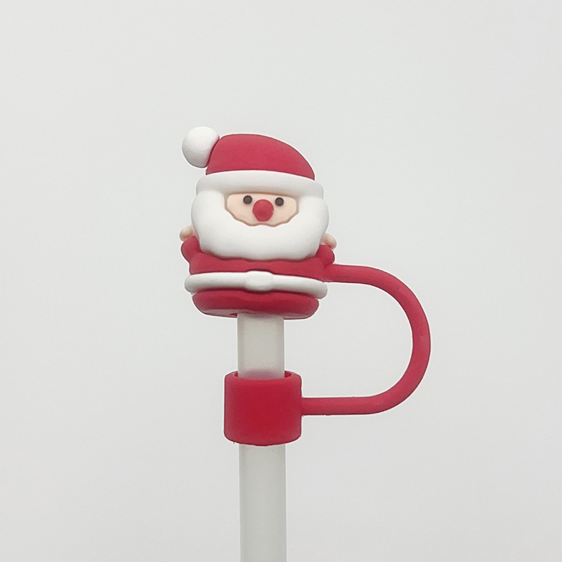 Nuevo transfronterizo de 10 mm tapa de paja de Navidad de alce goma blanda tapa de paja de dibujos animados de Navidad tapa de polvo tapa de paja