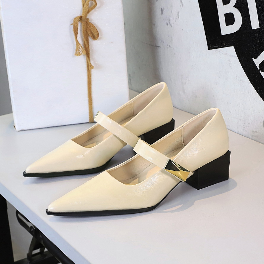 Elegant Women's Pointed Toe Mary Jane Pumps With Thick Heels_voghion.com