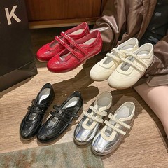 复古浅口休闲单鞋2025秋季新款时尚平底玛丽珍鞋魔术贴女鞋百搭