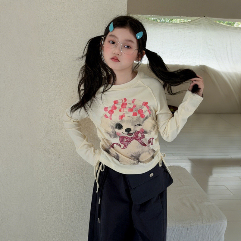 Zhili children's clothing girls' long-sleeved T-shirts spring wear 2026 new style girls' autumn and spring cartoon base shirts for junior high school students