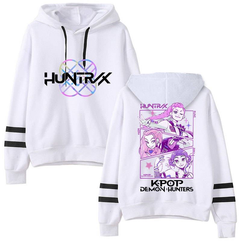 跨境新品KPop Demon Hunters 周边清新甜美长袖双杠连帽卫衣一件|undefined