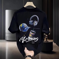 2025新型重ポンド潮牌純綿プリントメンズ半袖tシャツ