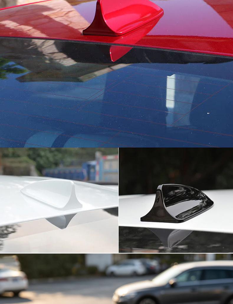 New A881 universal car shark fin decorative antenna with piano finish, adhesive type, for roof modification