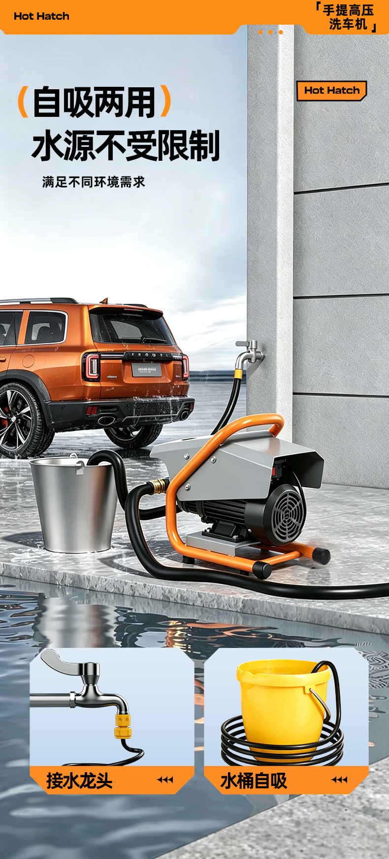Car washing machine, household and commercial high-pressure washer, high-power car washing high-pressure water pump, small garden car washing machine