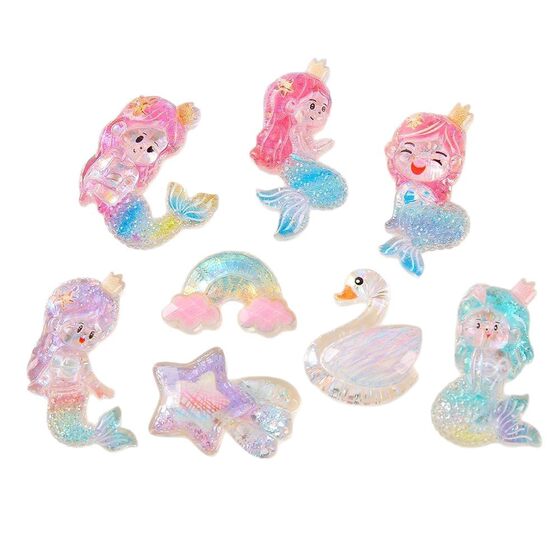 High-grade AB glue swan mermaid epoxy resin cartoon accessories diy shoe buckle headdress cross-border material