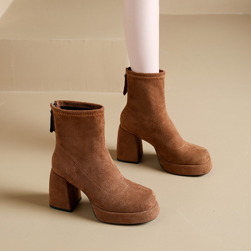 Women's high-heeled Martin boots, 2025 new autumn model, extremely stylish boots with waterproof platform, comfortable for the feet, chunky heel, slimming short boots Women's high-heeled Martin boots, 2025 new autumn model, extremely stylish boots with waterproof platform, comfortable for the feet, chunky heel, slimming short boots