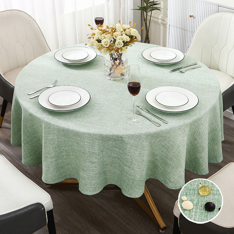 Amazon Imitation Cotton-Linen Tablecloth Waterproof and Dustproof Round Tablecloth for Home Use, Foldable and Edge-Bound Dining Table Cloth Wholesale Amazon Imitation Cotton-Linen Tablecloth Waterproof and Dustproof Round Tablecloth for Home Use, Foldable and Edge-Bound Dining Table Cloth Wholesale