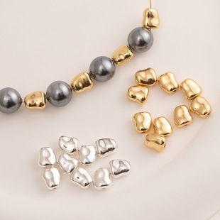 Copper Plated 14k real gold plated Baroque hole loose beads small gold bean candy beads bracelet spacer diy accessories