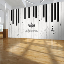 音符前台壁纸琴行装修设计效果图工作室背景墙音乐钢琴键墙纸立体