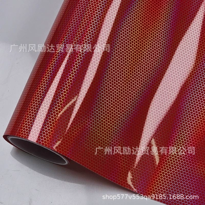 Auto Color Change Film — Laser Honeycomb Rainbow Carbon Fiber - pet-laser-honeycomb-red-30cm30cm