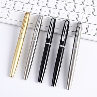 Steel Rod Metal Signature Pen Black Heavy Feel Gel Pen Office Writing Ball Pen Printing Logo Simple Ink Pen