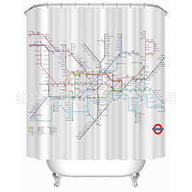 工厂供货 涤纶印花浴帘 地铁图涤纶浴帘 多尺寸选择