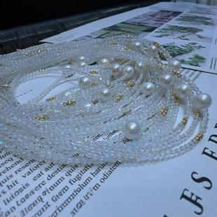 White Black Austrian Crystal with Edison Pearl Classic Simple Atmospheric Pearl Close Round Flaw for Women