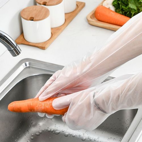 Household gloves, disposable, extended length, thickened, elasticized cuff, waterproof, food-grade kitchen dishwasher cleaning laundry gloves