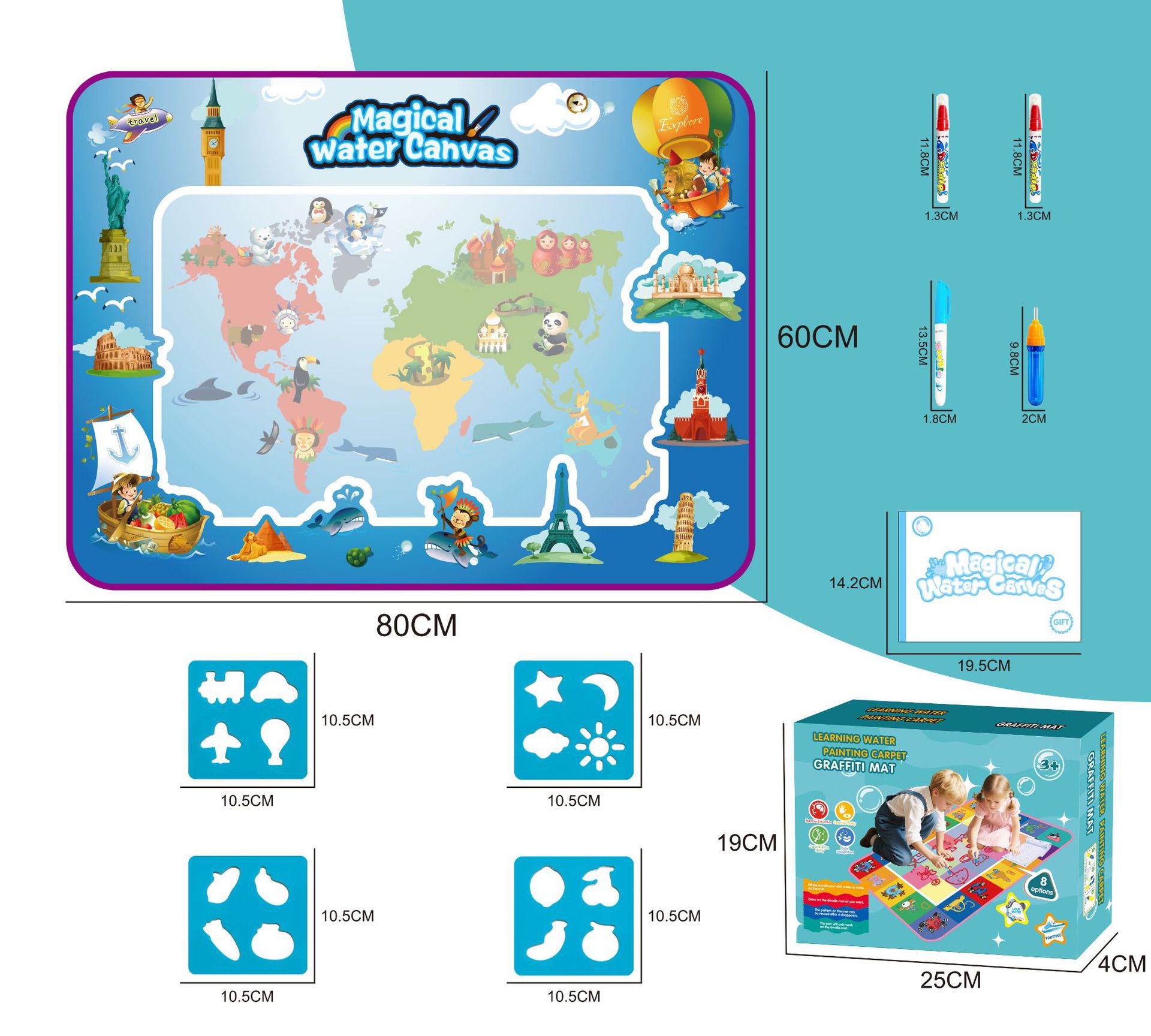 Cross-border Magic Water Painting Cloth Toy Clear Water Painting Sketchpad Magic Color Graffiti Blanket Water Painting Children's Toy