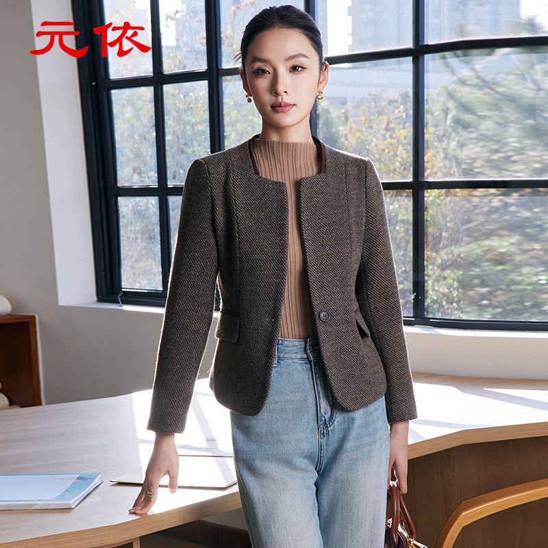 Spring and Autumn Short Woolen Casual Suit Top Small Chanel Style Design Sense Professional Commuting Slim Fit All-match Work Jacket