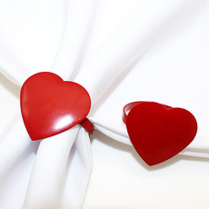 酒店情人节红色爱心餐巾扣餐巾圈餐巾环婚庆口布圈金属厂家