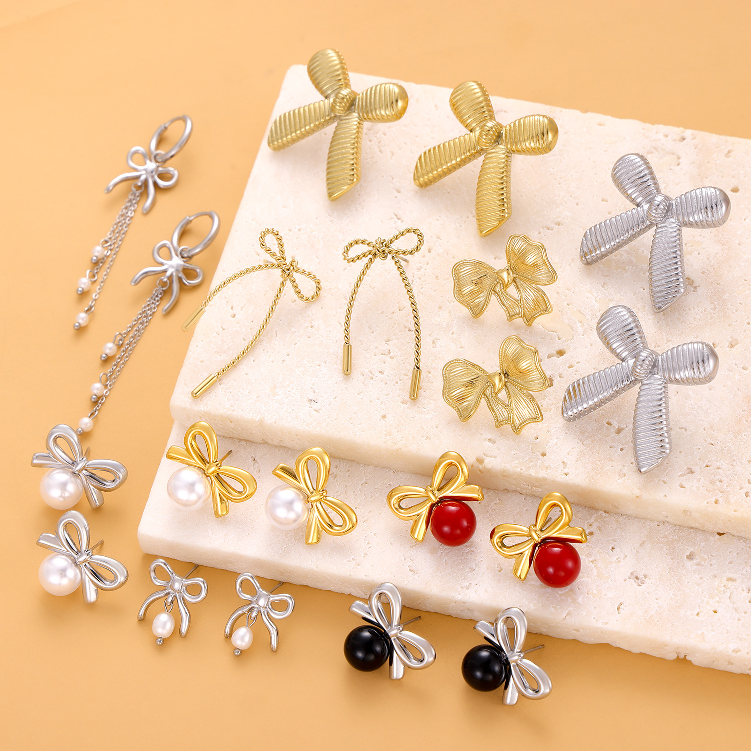 8g Weight 304 Stainless Steel Ear Needle Material Ear Studs Classification 1 Pair Quantity Holiday, Daily Occasion 304 Stainless Steel Material Bow Knot Pattern All Seasons Season Women's Gender Plating Design Elegant, Simple Style Style 1 Pair Elegant Simple Style Bow Knot Plating 304 Stainless Steel Ear Studs 1