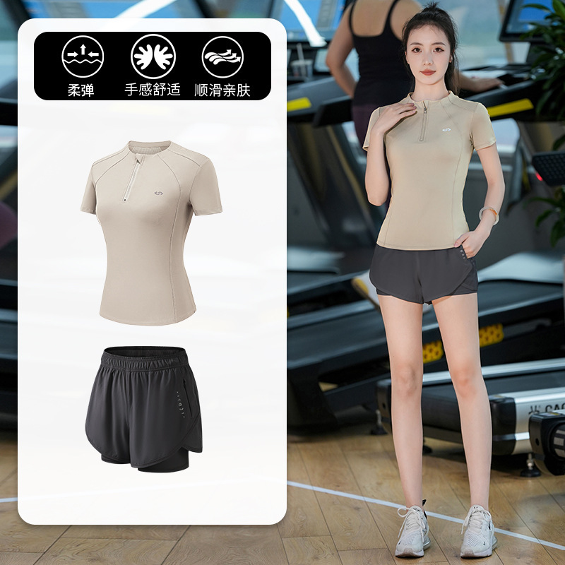 スポーツ上着女性夏速乾プロマラソン朝走スポーツスーツファッション半ファスナーネット赤トレーニング服|undefined