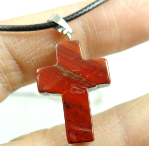 Comercio exterior caliente Piedra Natural Rosa cristal ágata piedra Cruz colgante collar accesorios DIY joyería que hace