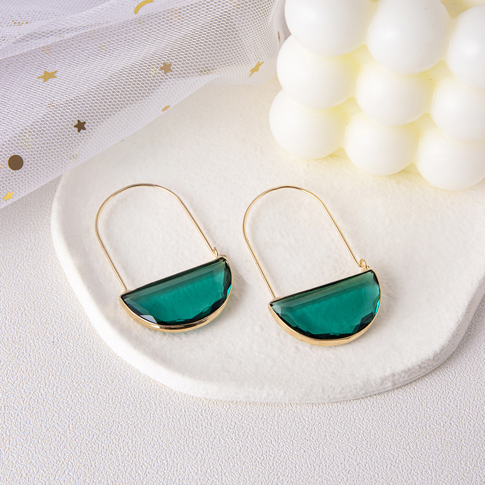 Holiday, Daily Occasion Alloy Material 1 Pair Elegant U Shape Inlay Alloy Artificial Gemstones Hoop Earrings