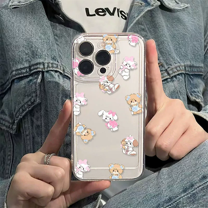  Apple, совместимый кролик, iPhone 14, чехол, с маленькими мишками, iphone, 16promax, 13