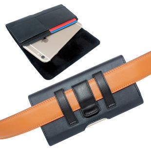 Wear buckle belt put mobile phone Bag Men's old man hanging waist bag horizontal new insert traffic card cover don't waistband 6 inch 6.5 inch