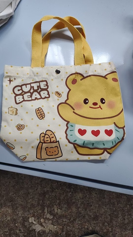 かわいいクマの記念品ハンドバッグ、子供の誕生日、満月、百日祝い、一歳のキャンバス製お返しギフトバッグ|undefined