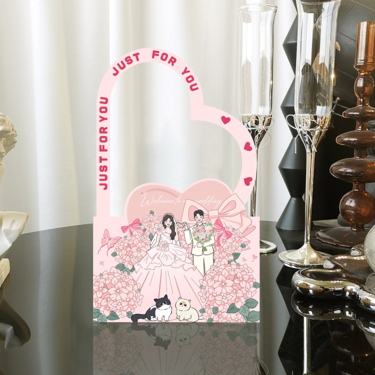 ネット赤手描きイラスト漫画手提げケースかわいい結婚喜糖箱結婚式婚約領収書喜糖箱テーブル糖箱|undefined