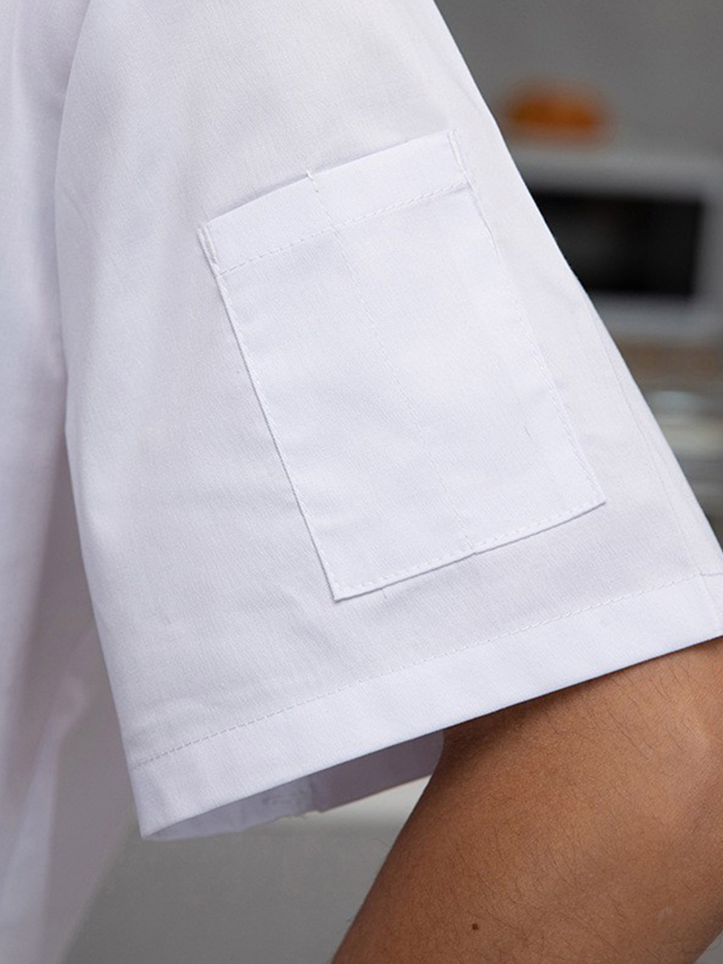 Ropa de trabajo de chef de algodón elástico para hombres de manga corta, estilo fino de verano, transpirable, ropa de cocina de hotel de alta gama después del comedor