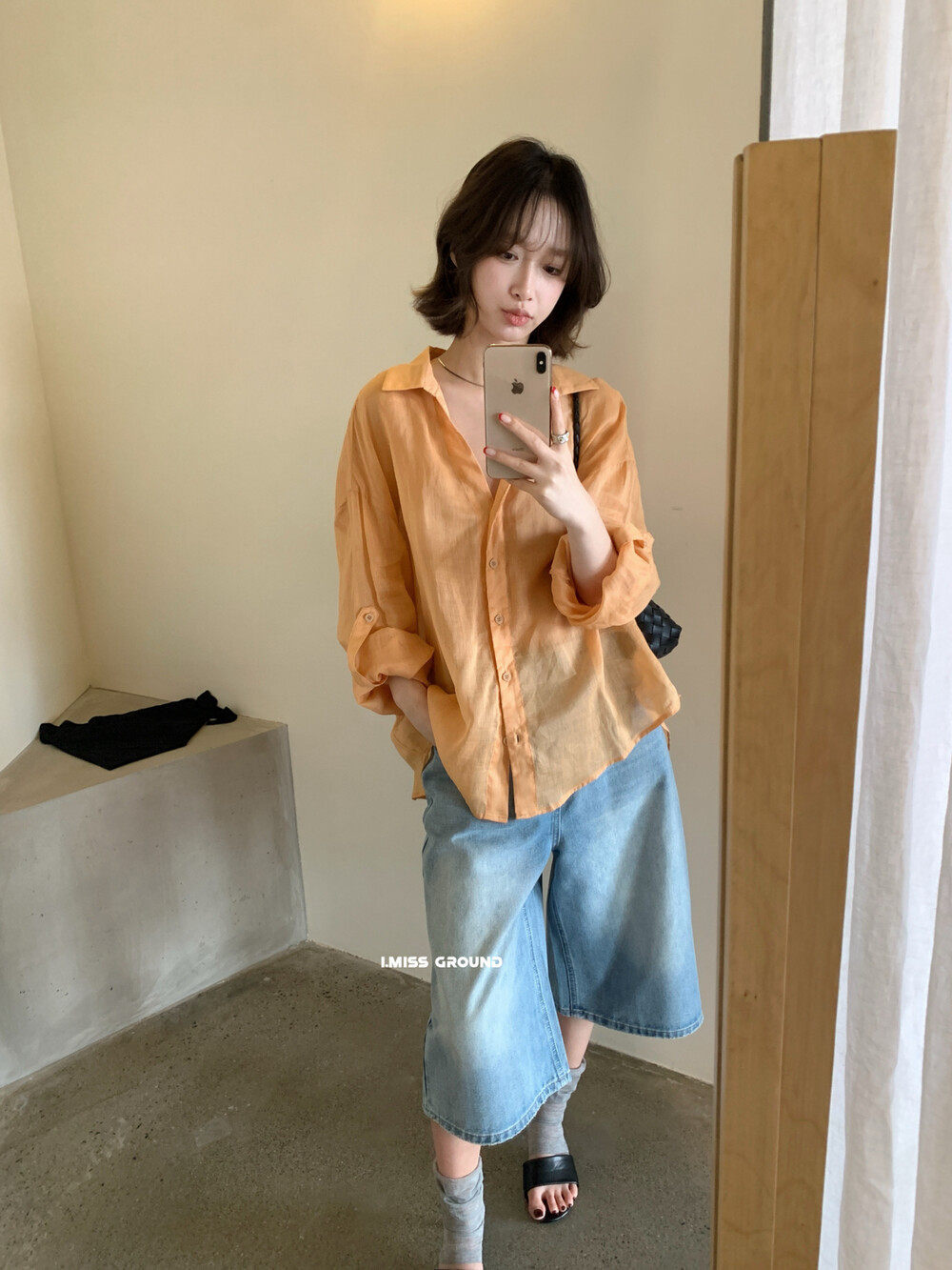 Áo sơ mi nữ linen tay dài cổ bẻ dáng rộng phong cách Hàn Quốc — xanh đậm, màu sắc, trắng ngà, xanh Hàn chi tiết 21