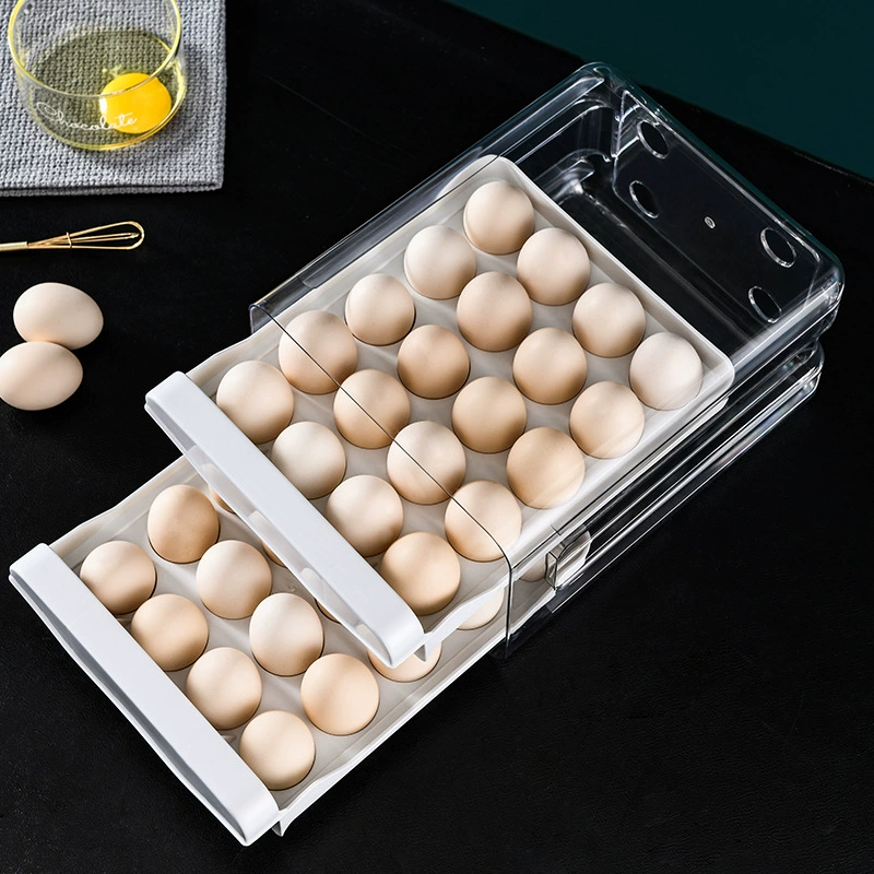 PET transparent refrigerator fresh -keeping box double -layer egg box home 40 grid drawer egg rack kitchen white storage forot