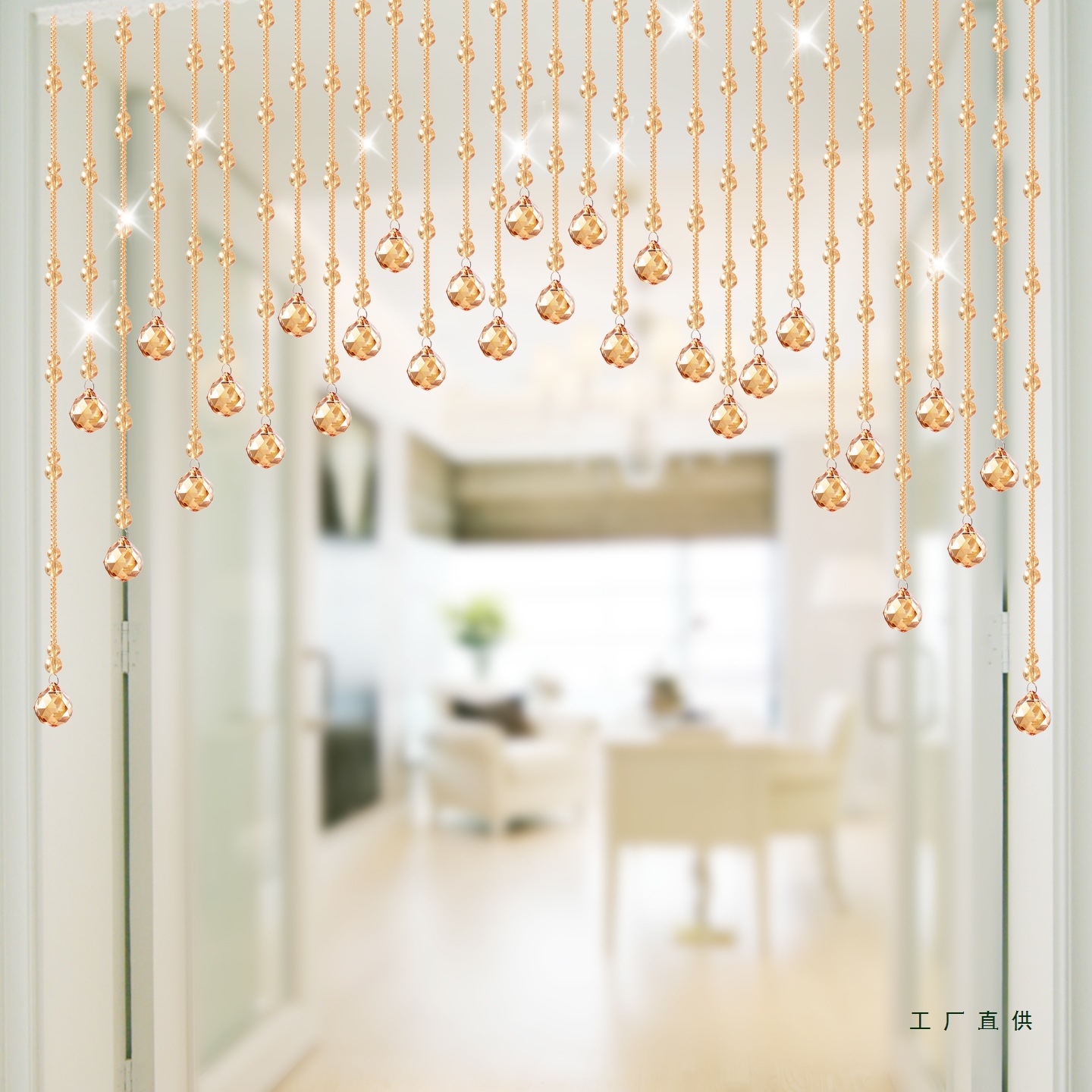 Crystal Bead Curtain Door Curtain Partition Curtain Home Living Room Bathroom Bedroom Curtain Gourd New Punch-Free Entrance Curtain