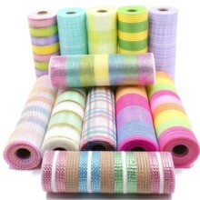 现货秒发高质量亚马逊wish复活节彩带装饰网花环材料彩虹PP网纱卷