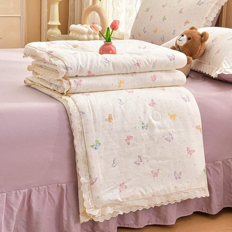 Cotton double-layer fresh bedspread, summer duvet, set, 4 piece set