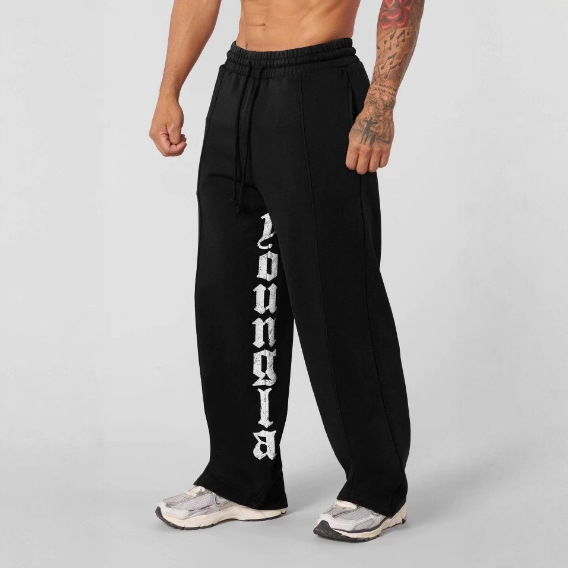 Youngla American Letter Print Casual Pants Jogger Muscle Sports Fitness Cotton Loose Straight Pants