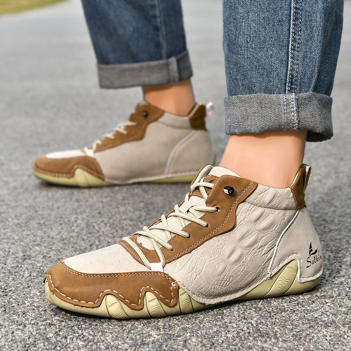 Herren Mid-top Martin Boots Mit Weiter Passform Für Freizeit_voghion.com