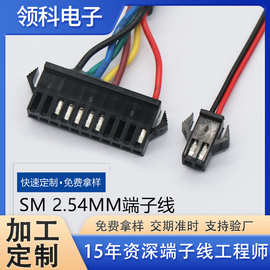SM 2.54mm端子线 LED灯线工业通讯用线飞机头空中对接2-12p端子线