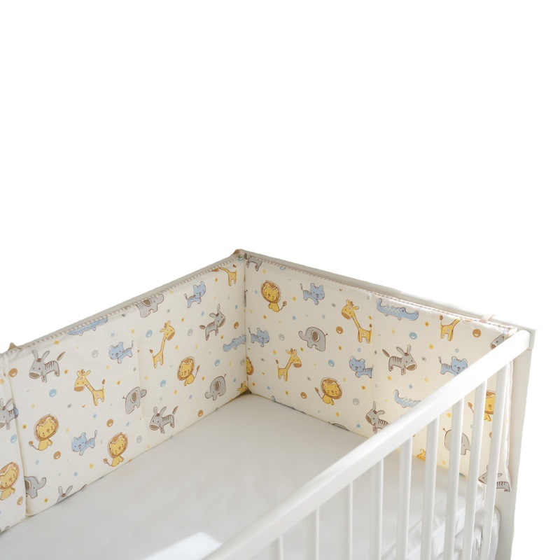 Baby bed circumference baby bed fence anti-collision block cloth fence soft bag pure cotton khaki lion 120*30 one piece