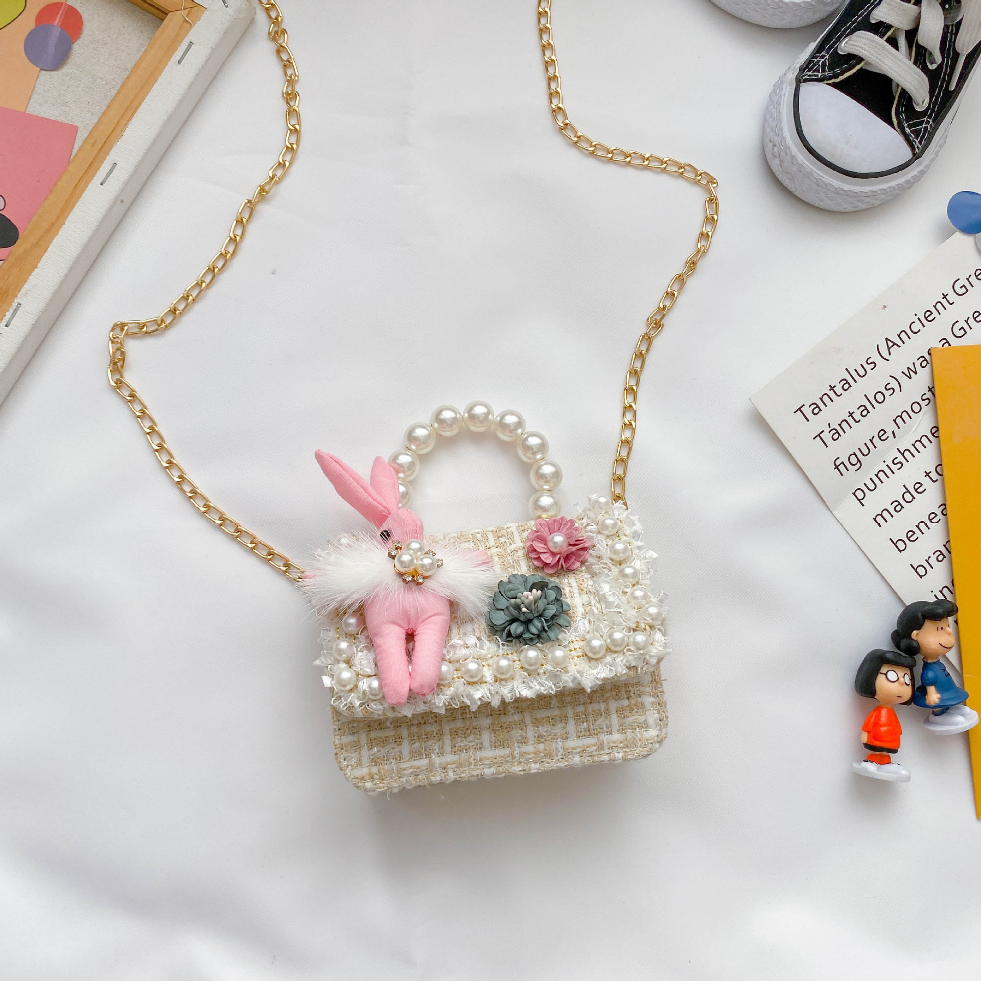 Bolso de perla para niños nuevo estilo coreano lindo estilo occidental bolsa de mensajero para niñas princesa mini cambio bolsa de accesorios