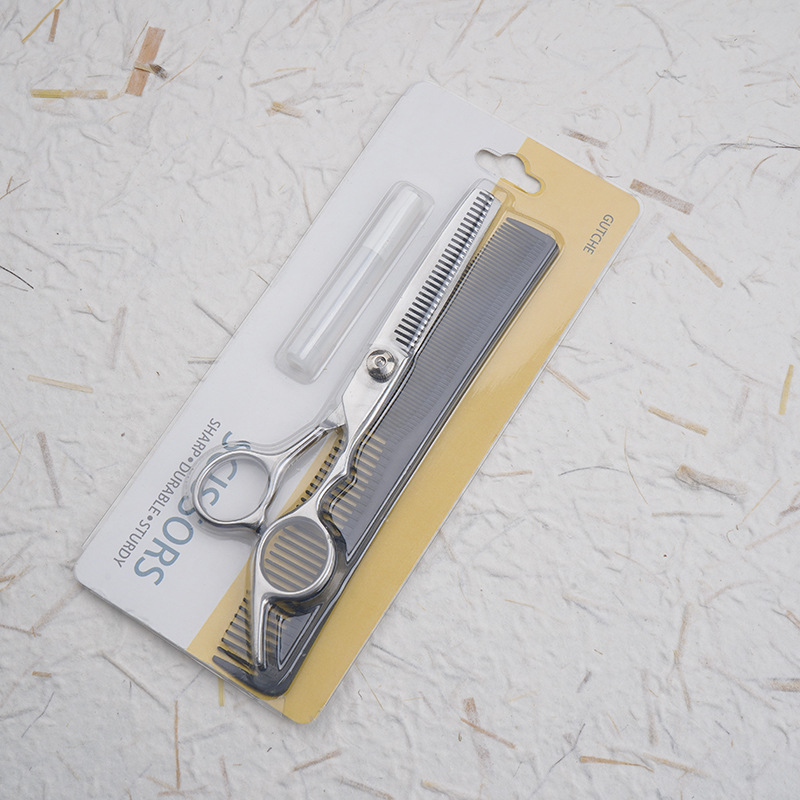 6 인치 화이트 스크류 이 가위 물집 종이 카드 [케어 오일 빗 부착]